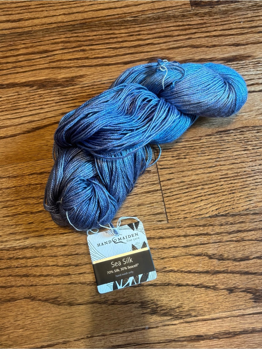 Hand Maiden Yarn Sea Silk 70% Silk 30% Seacell Blue Blueberry Mist Fingering